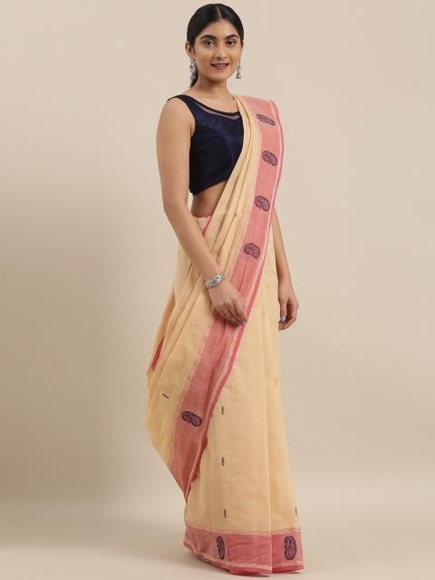 

Taneira Beige Woven Design Pure Cotton Saree