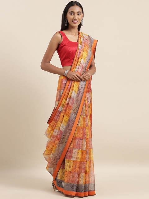 

Taneira Multicoloured Pure Silk Colourblocked Kota Saree, Multi