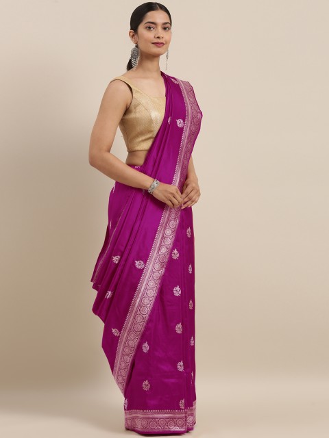 

Taneira Pink & Gold-Toned Pure Silk Woven Design Banarasi Saree