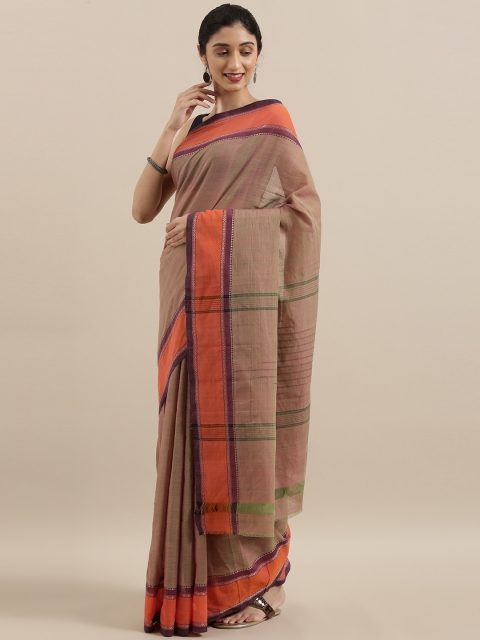 

Taneira Beige Pure Cotton Solid Chettinad Saree