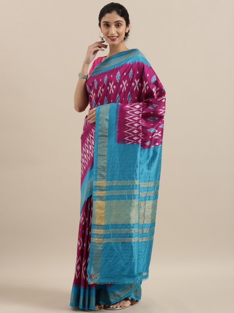 

Taneira Violet Pure Silk Handwoven Pochampally Saree