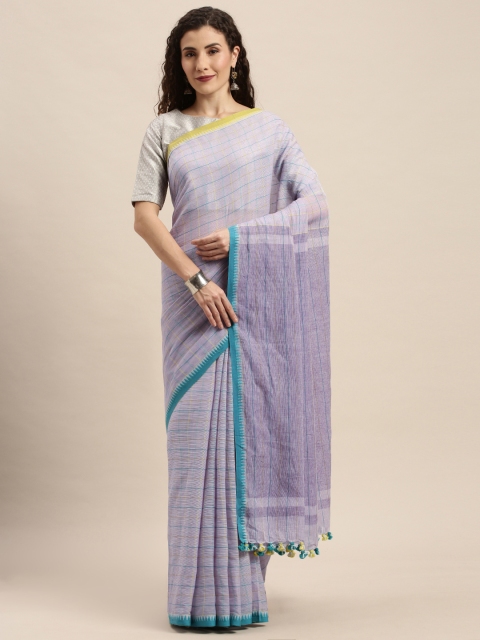 

Taneira Lavender & Blue Pure Cotton Checked Saree