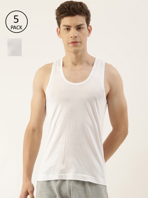 

MACHO Pack of 5 White Solid Pure Cotton Basic Vests