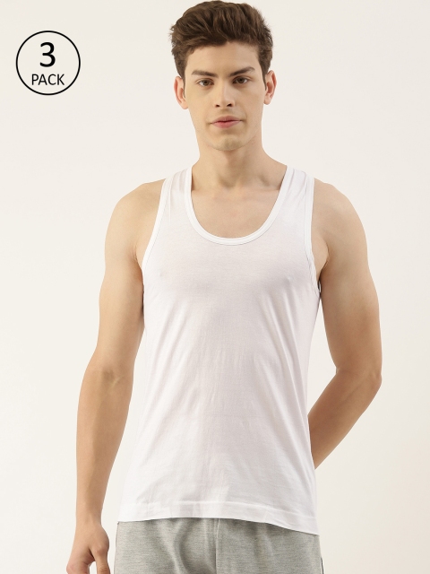 

MACHO Men White Pack of 3 Pure Cotton Solid Innerwear Vest