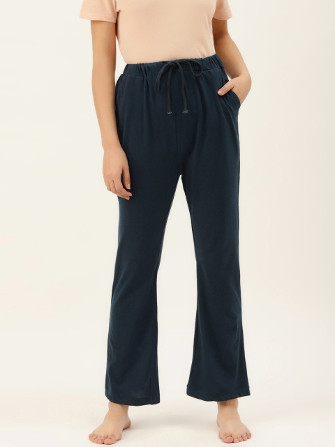 

9teenAGAIN Women Navy Solid Lounge Pants, Navy blue