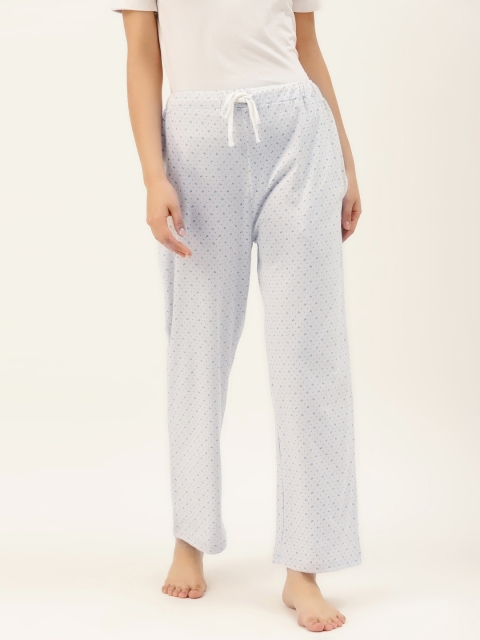 

9teenAGAIN Women Off-White & Green Printed Lounge Pants