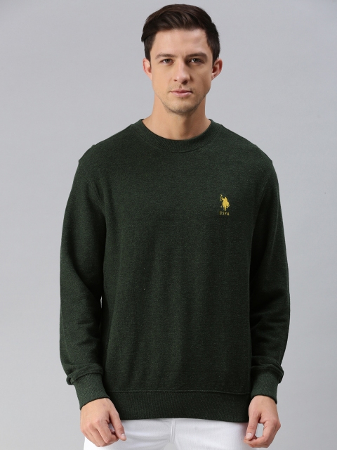 

U S Polo Assn Men Olive Solid Sweatshirt