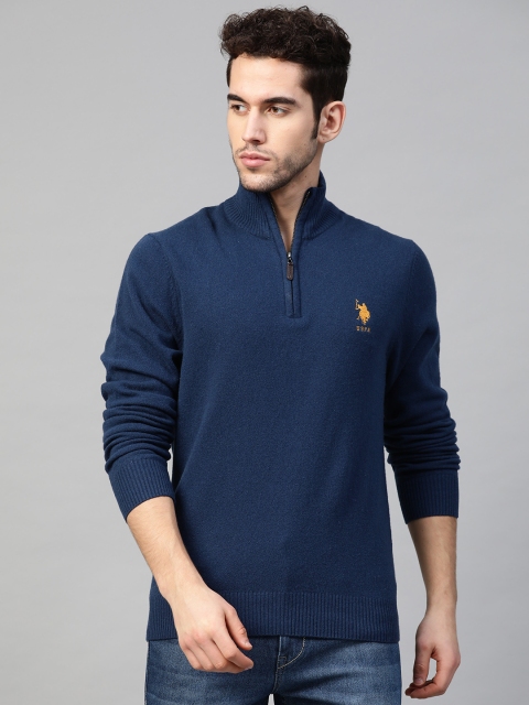 

U.S. Polo Assn. Men Navy Blue Solid Pullover