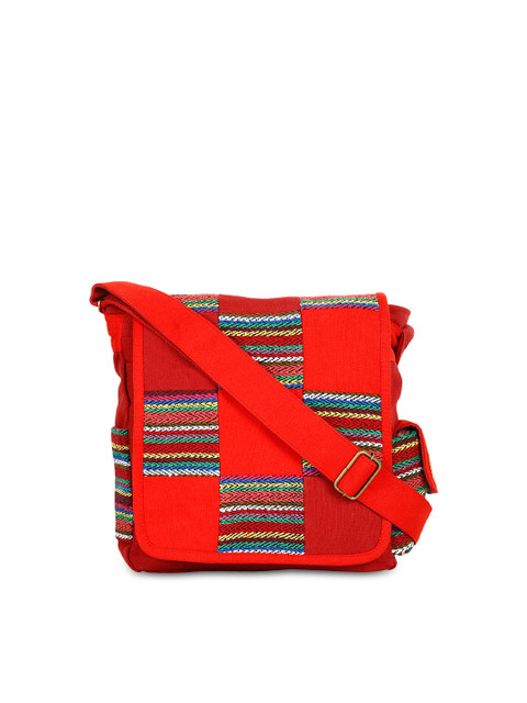 

Anekaant Red Embroidered Sling Bag
