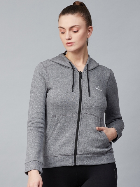 

Alcis Women Grey Solid Hooded Front-Open Sweatshirt