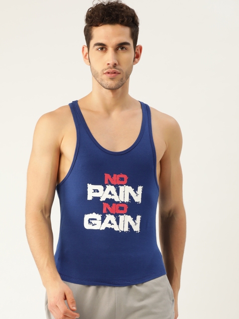 

ROMEO ROSSI Men Navy Blue & Red Printed Scoop Neck Gym T-shirt