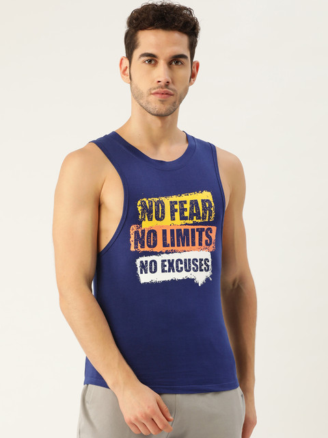 

ROMEO ROSSI Men Navy Blue & Yellow Printed Round Neck T-shirt