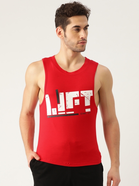 

ROMEO ROSSI Men Red & White Printed Round Neck T-shirt