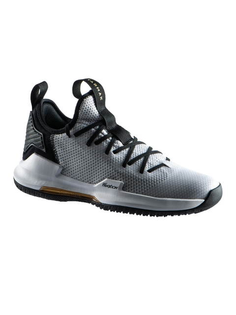 

TARMAK By Decathlon Men Grey & Black Synthetic Mid-Top Basketball Shoes