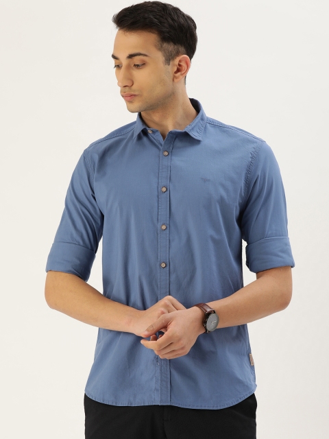 

Flying Machine Men Blue Slim Fit Solid Casual Shirt