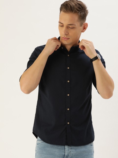

Flying Machine Men Navy Blue Slim Fit Solid Casual Shirt