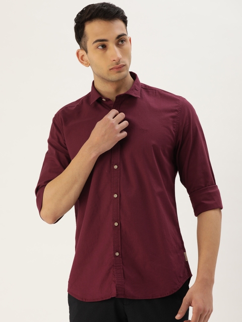 

Flying Machine Men Burgundy Slim Fit Solid Casual Shirt