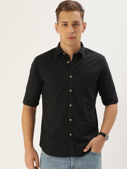 

Flying Machine Men Black Slim Fit Solid Casual Shirt