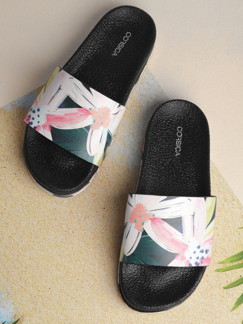 

CORSICA Women Pink & Green Floral Print Sliders