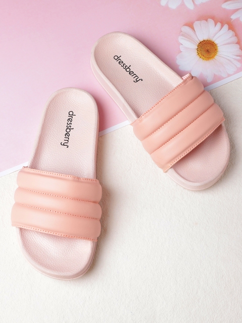 

DressBerry Women Pink Quilted Sliders