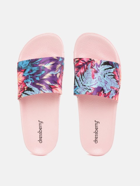 

DressBerry Women Pink & Purple Floral Print Sliders