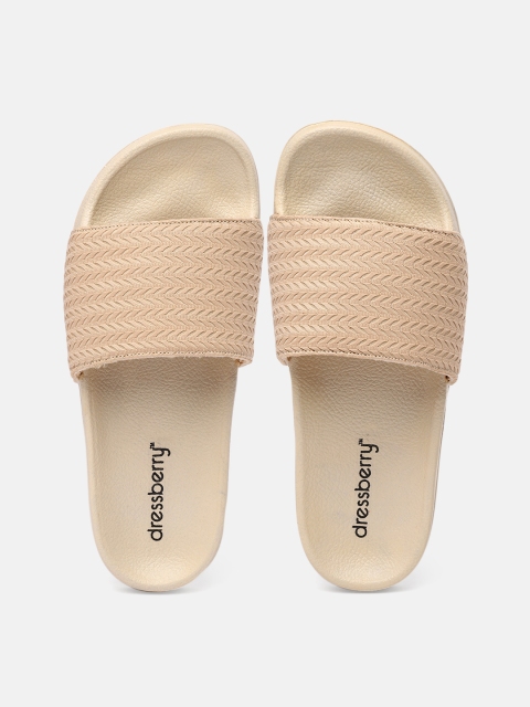 

DressBerry Women Beige Self Design Sliders