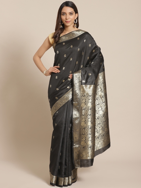 

Mitera Charcoal & Golden Woven Design Banarasi Saree