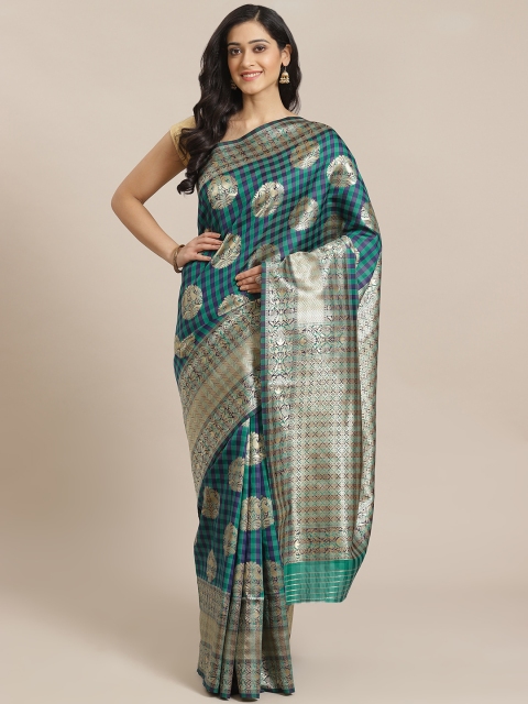 

Mitera Blue & Golden Zari Woven Design Banarasi Saree