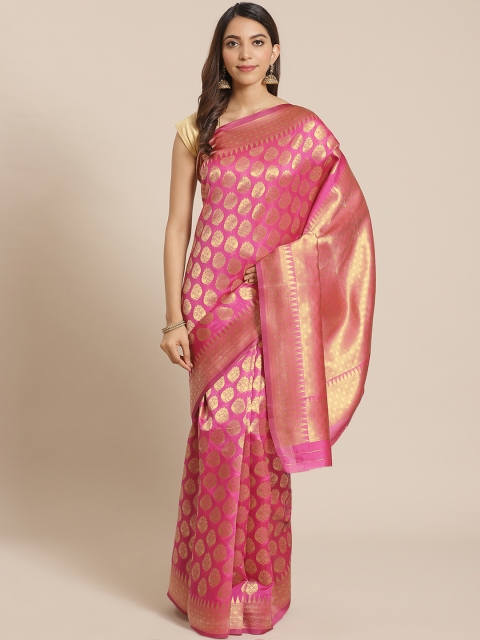 

Mitera Pink & Golden Woven Design Banarasi Saree