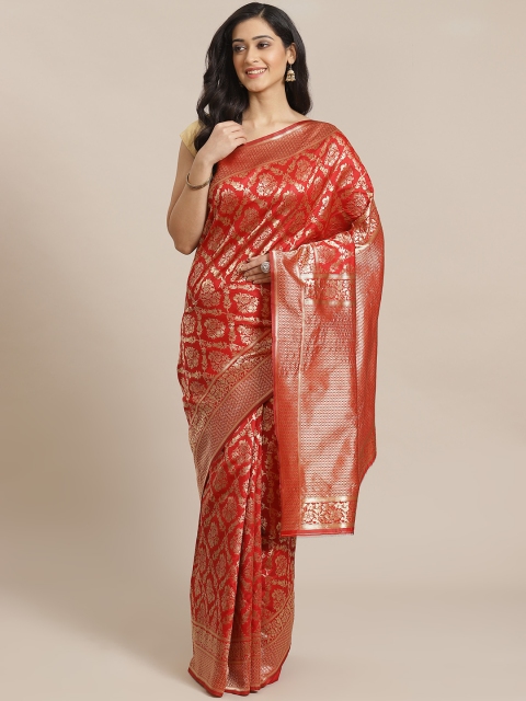 

Mitera Red & Golden Zari Woven Design Banarasi Saree
