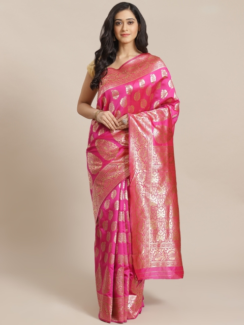 

Mitera Pink & Golden Zari Woven Design Banarasi Saree
