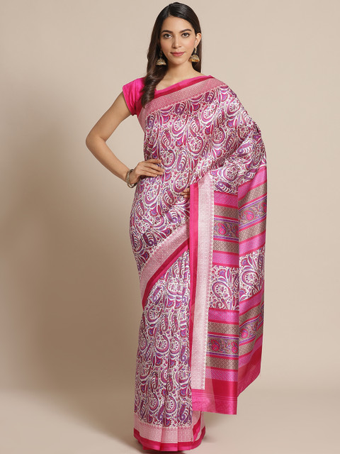 

Mitera Pink & Purple Floral Printed Saree