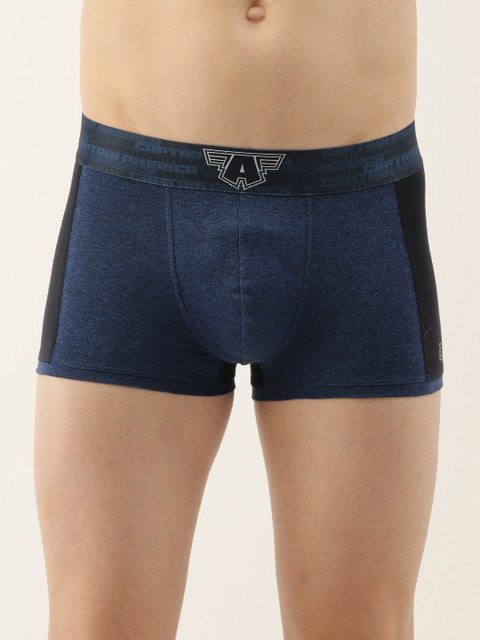 

Zoiro Men Navy Blue & Black Colourblocked Basic Marvel Trunks # M32