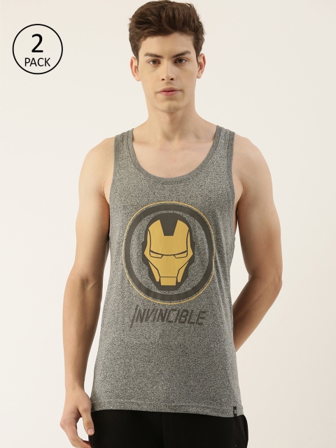 

Zoiro Men Pack of 2 Grey & Yellow Iron Man Print Pure Cotton Innerwear Vests