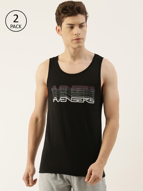 

Zoiro Men Black & White Pack of 2 Avengers Print Pure Cotton Innerwear Vests