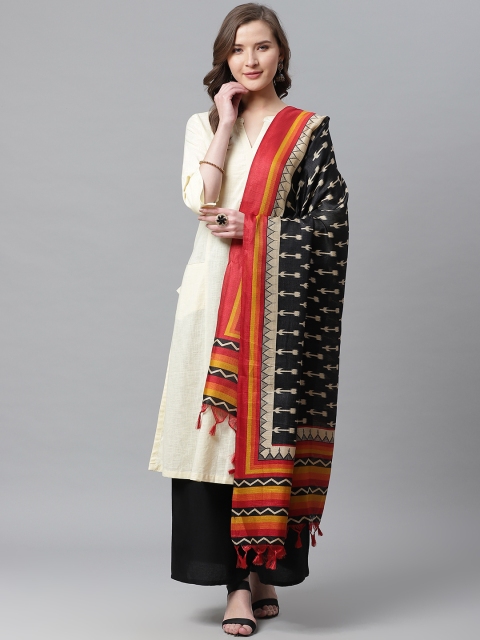 

Juniper Black & Beige Printed Dupatta