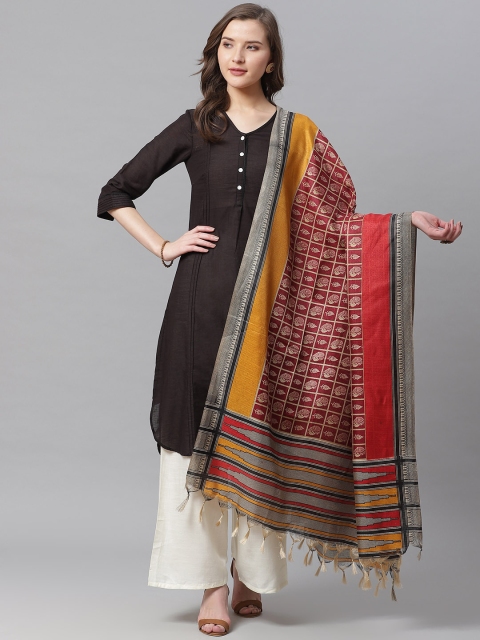 

Juniper Maroon & Beige Printed Dupatta
