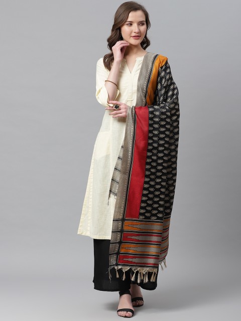

Juniper Black & Beige Printed Dupatta