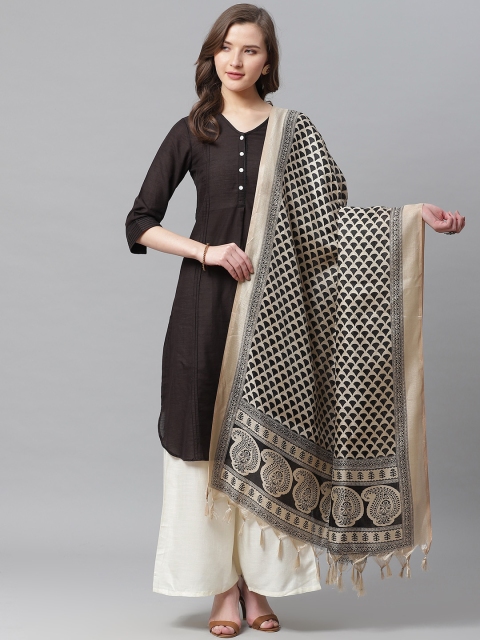 

Juniper Black & Beige Printed Dupatta