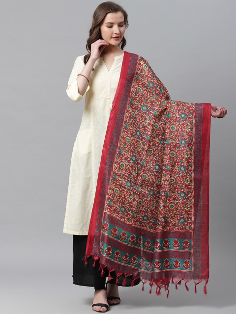 

Juniper Red & Teal Green Printed Dupatta