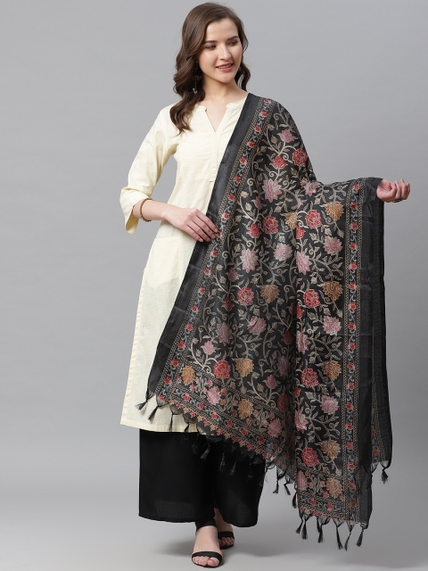 

Juniper Black & Pink Printed Dupatta