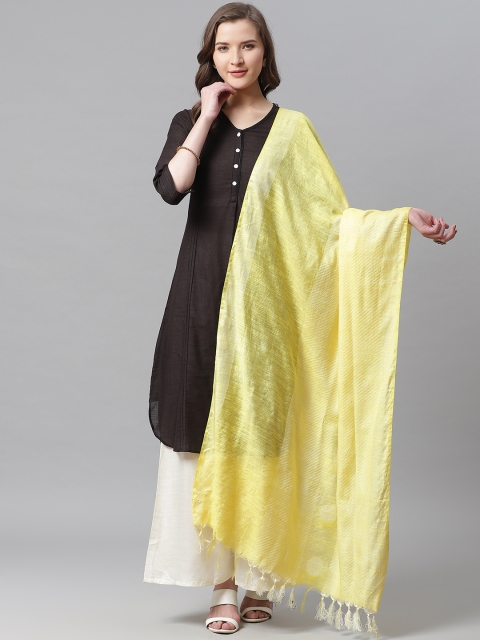 

Juniper Yellow Woven Design Dupatta