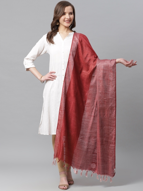 

Juniper Maroon & White Woven Design Dupatta