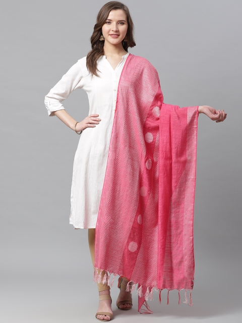 

Juniper Pink & White Woven Design Dupatta