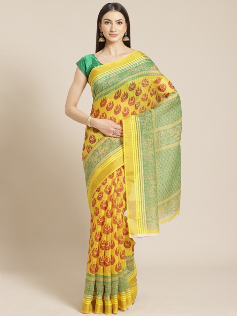 

KALINI Yellow & Red Printed Kota Saree