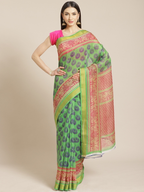 

KALINI Green & Blue Printed Kota Saree