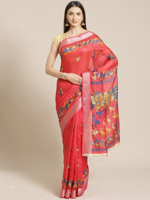 

KALINI Pink & Beige Printed Saree