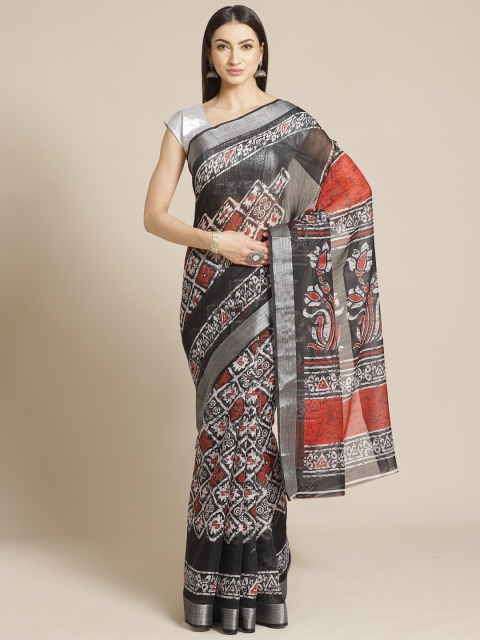 

KALINI Black & Grey Printed Saree