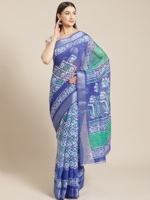 

KALINI Blue & Green Printed Saree