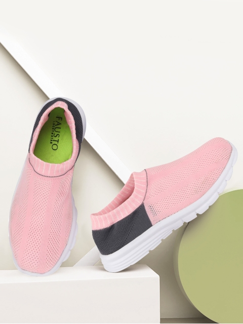 

FAUSTO Women Pink Mesh Walking Shoes